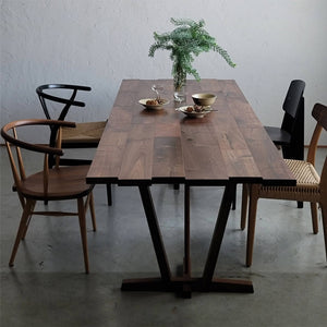 Walnut Patchwork Table × 木製トンボ脚