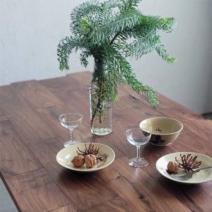 Walnut Patchwork Table × 木製トンボ脚