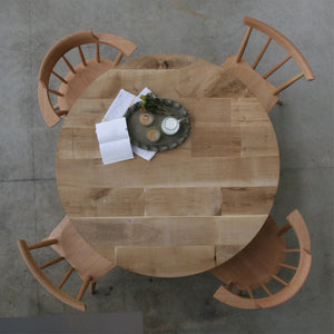 Oak Round Table × 木製クロス脚